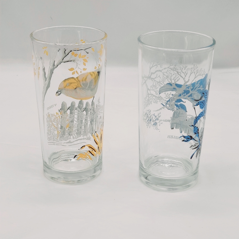 Vintage Glassware Bird Collectors Drinking Glasses 2 Piece Set - Picture 5 of 7